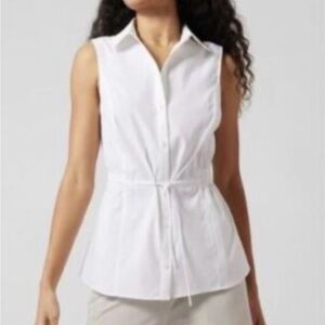 Athleta Levitate Poplin Tank classic white sz L large NWT